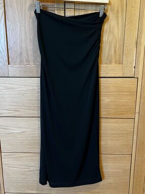 Wolford Ruched Stretch Midi Skirt Black Size Small Minimalist Modern Chic